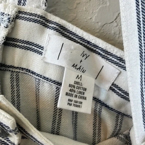 Ivy + Main Classic Striped Linen Blend Striped Button Front Dress Size Medium - Picture 8 of 12
